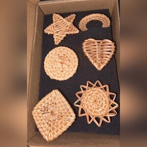 Set of 6 Woven Rattan Napkin Rings